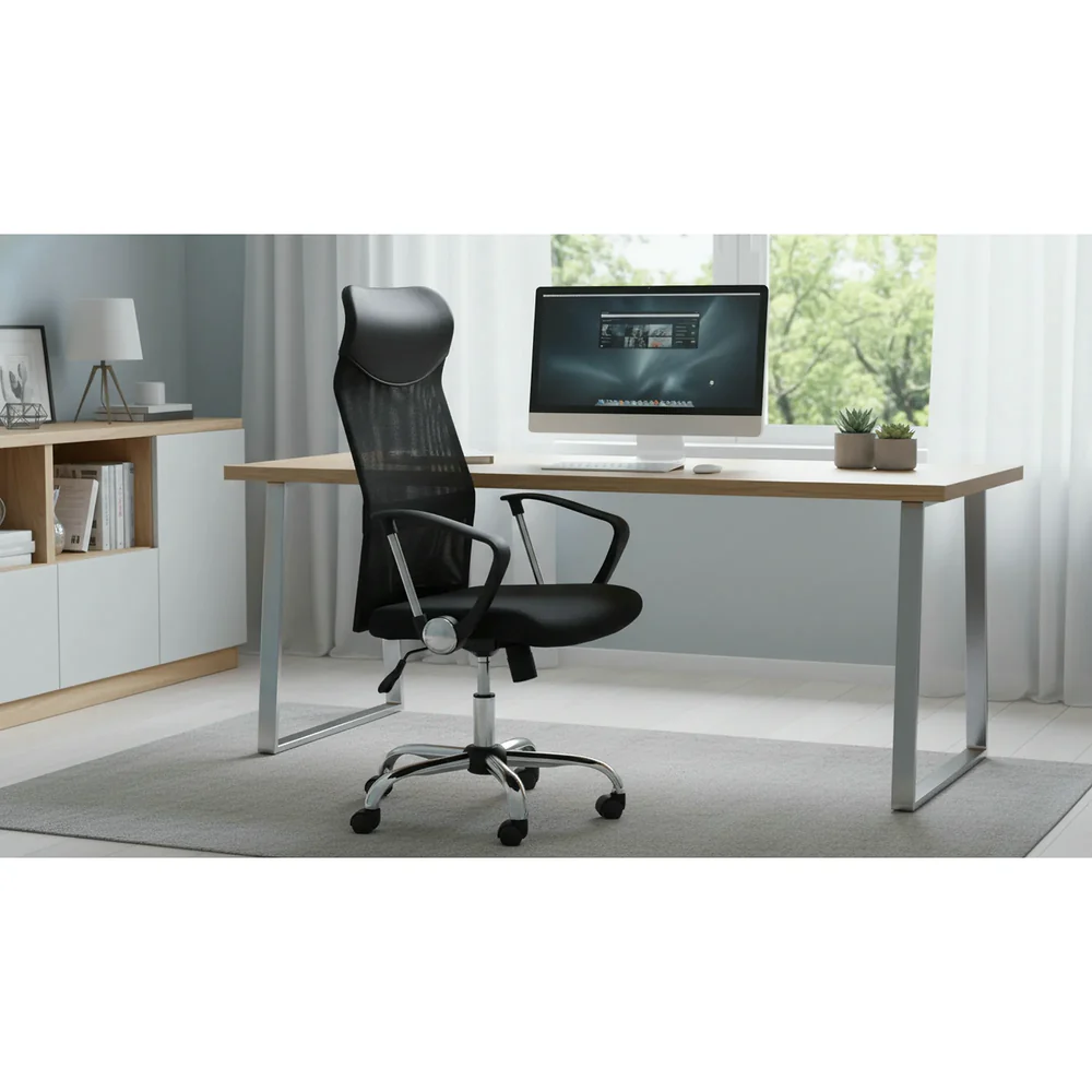 Scaun de birou Q-025 negru– 62x50x107/116 cm [2]