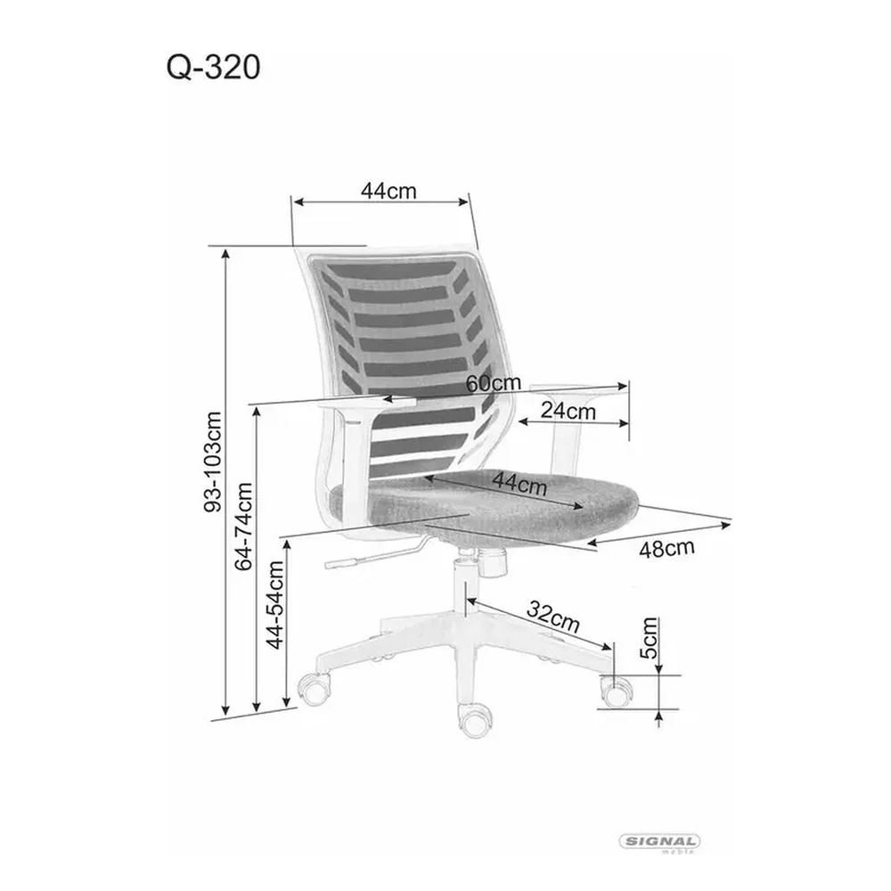 Scaun de birou Q-320 gri/negru – 60x44x93/103 cm [5]