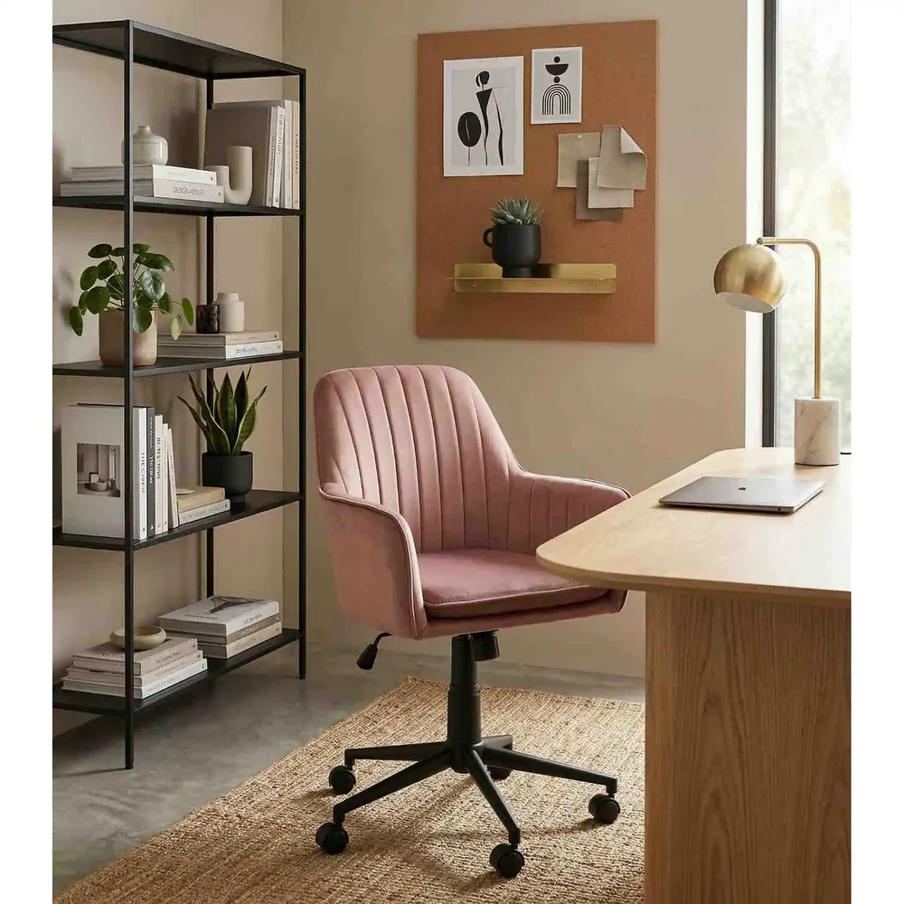 Scaun de birou Q-886 roz antic/negru – 55x44x83/91 cm [3]