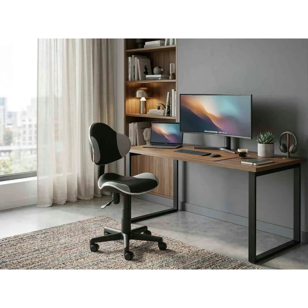 Scaun de birou Q-G2 negru/gri – 48x41x80/92 cm [2]
