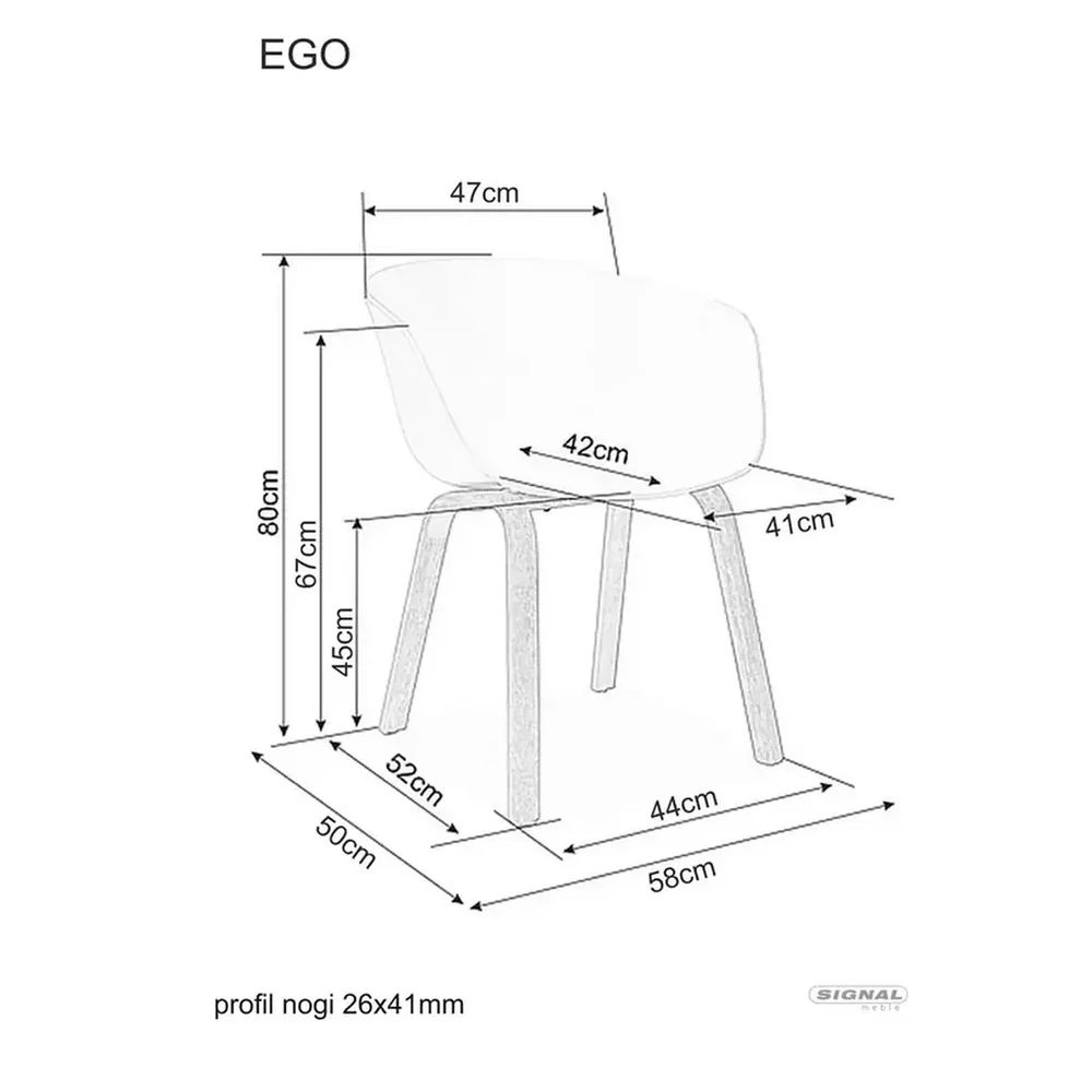 Scaun EGO – 56x42x80 cm, alb / stejar, plastic / metal [7]