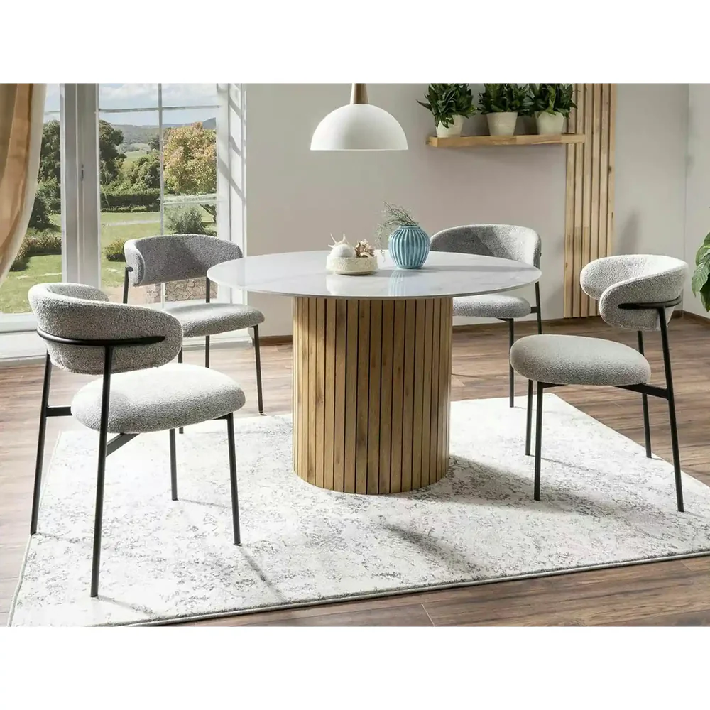 Scaun Elton 231 - 56x46x80 cm, bej/negru, stofa/metal [4]