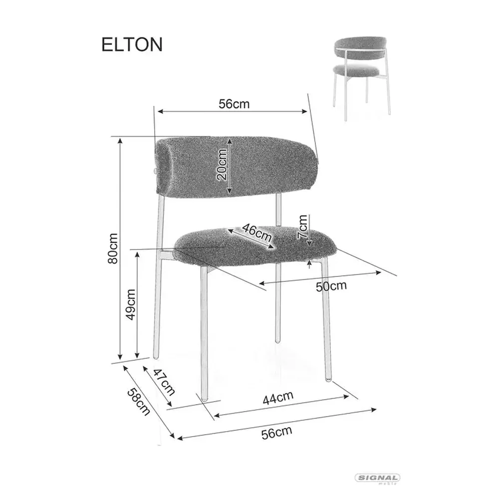 Scaun Elton 231 - 56x46x80 cm, bej/negru, stofa/metal [5]
