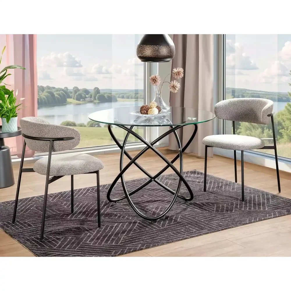 Scaun Elton 232 - 56x46x80 cm, bej/negru, stofa/metal [5]
