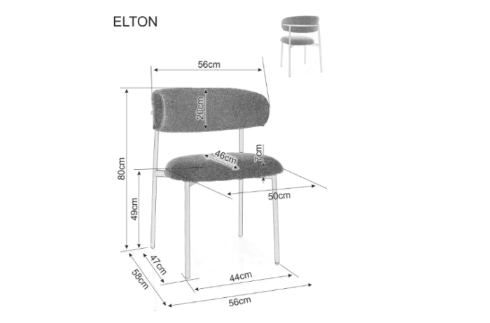 Scaun ELTON D NOELLE - 56x46x80 cm, stofa clasica/metal, bej [4]