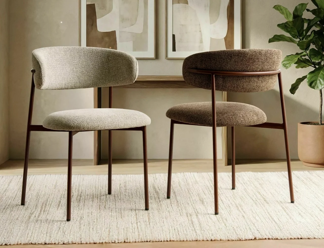 Scaun ELTON D NOELLE - 56x46x80 cm, stofa clasica/metal, bej [4]
