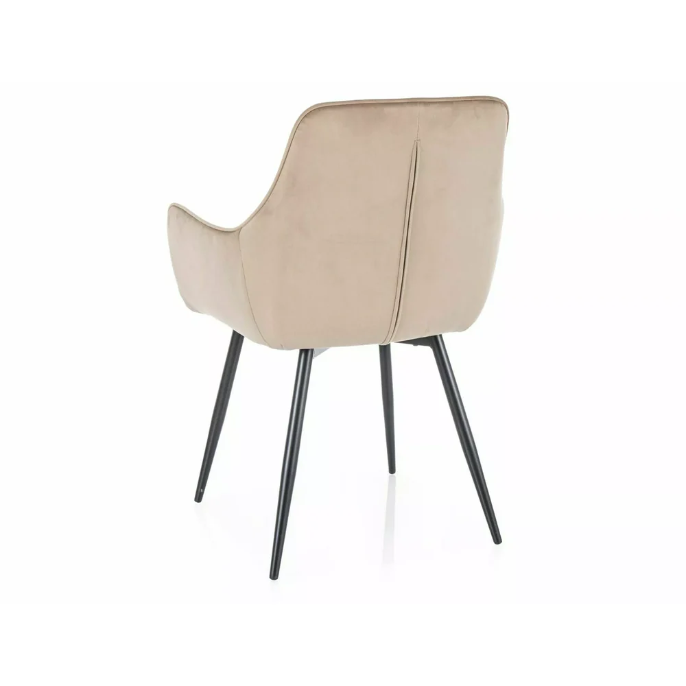 Scaun FIG VELVET– 57x47x85 cm, bej / negru, stofă catifelată / metal [2]