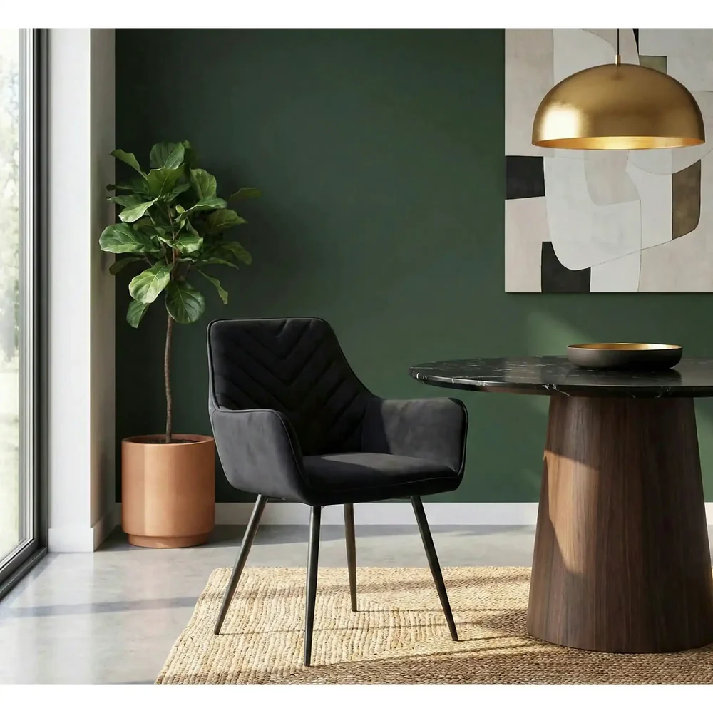 Scaun FIG VELVET– 57x47x85 cm, negru/ negru, stofă catifelată / metal [4]