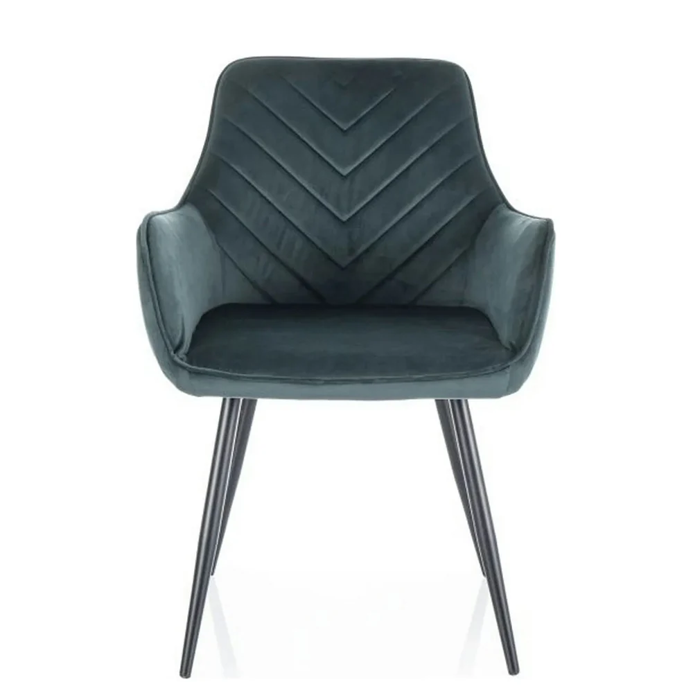 Scaun FIG VELVET– 57x47x85 cm, verde/negru, stofa catifelata/metal [2]