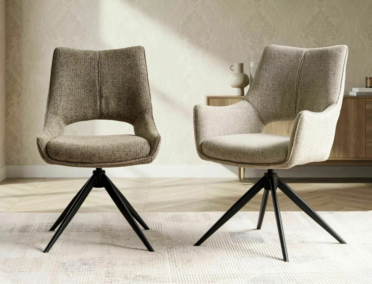 Scaun FINO I NOELLE – 46x56x87 cm, bej inchis /negru mat [4]