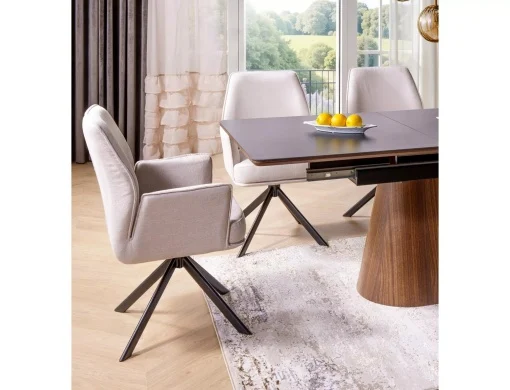 Scaun HUGO – 52x60x86 cm, bej deschis / negru mat [3]