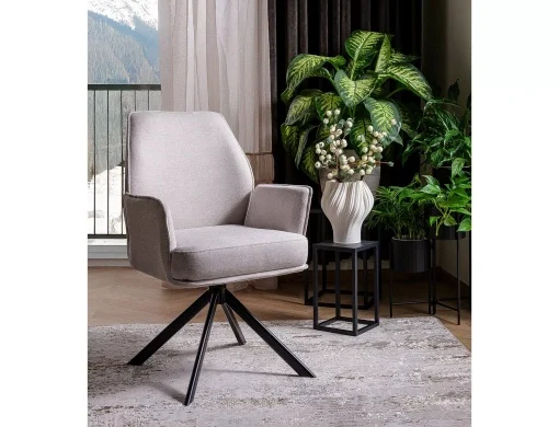 Scaun HUGO – 52x60x86 cm, bej deschis / negru mat [4]