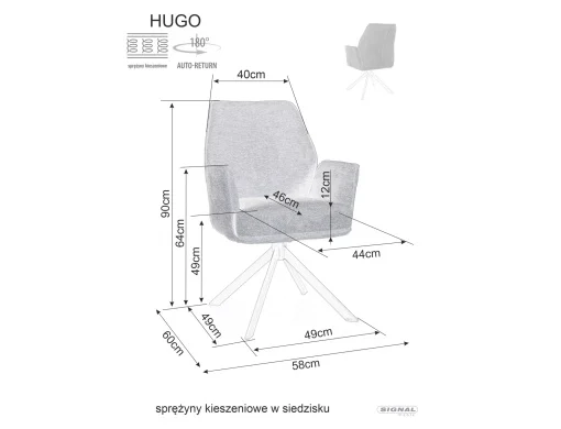 Scaun HUGO – 52x60x86 cm, bej / negru mat [4]