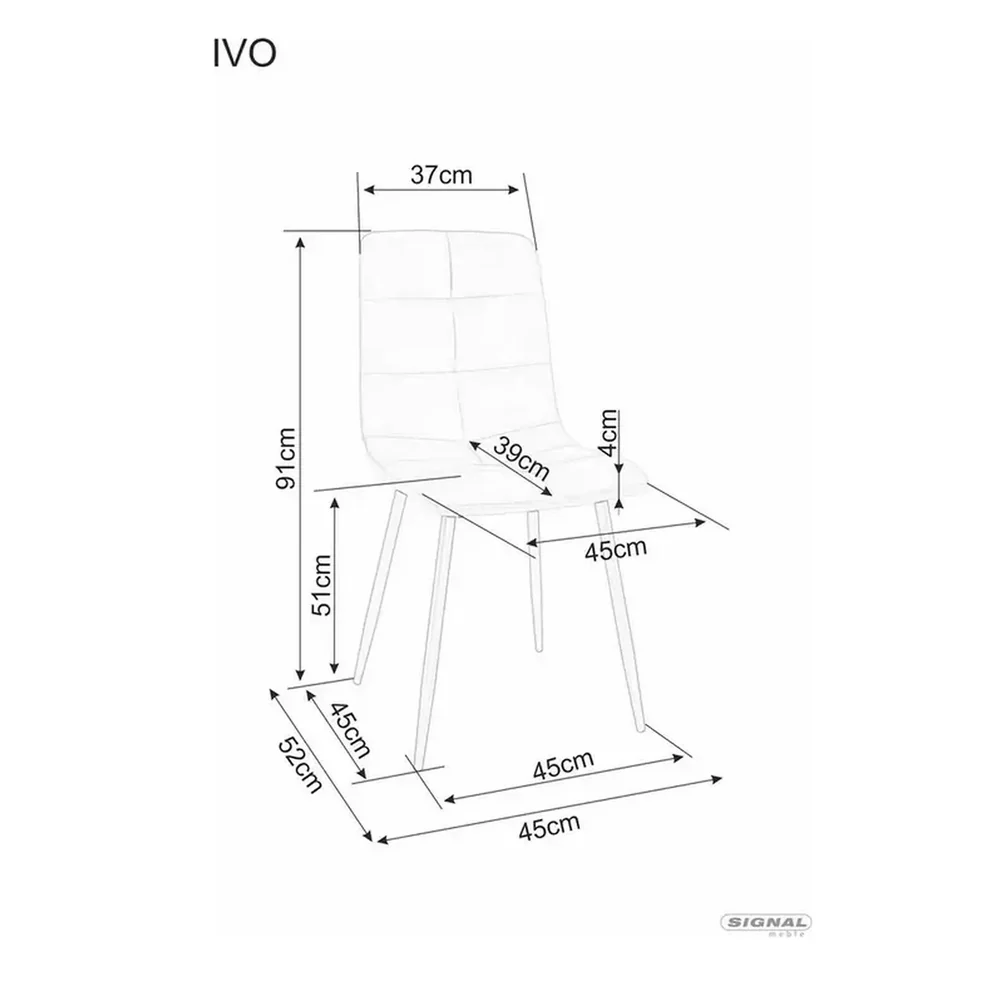 Scaun IVO – 45x39x91 cm, gri / negru, stofă catifelată / metal [4]