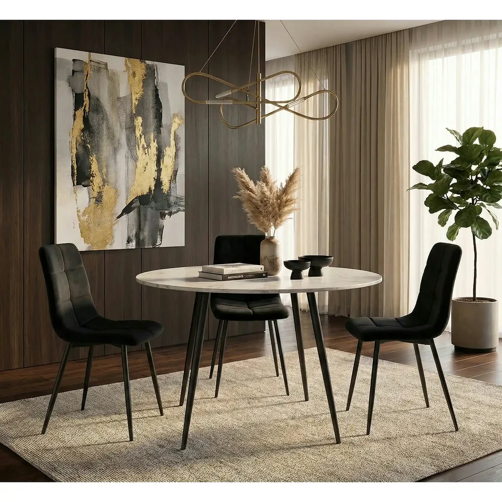 Scaun IVO – 45x39x91 cm, negru, stofă catifelată / metal [3]