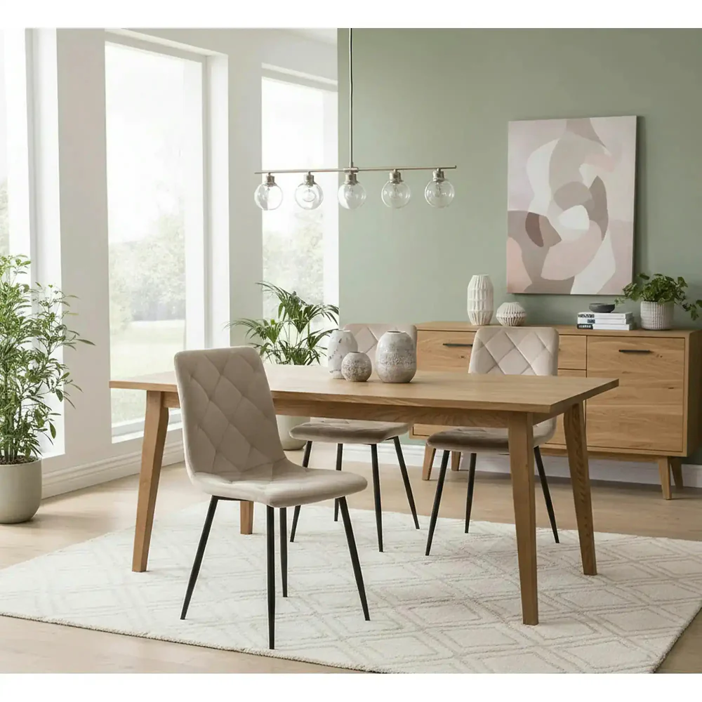 Scaun JERRY – 45x39x91 cm, bej / negru, stofă clasică / metal [4]