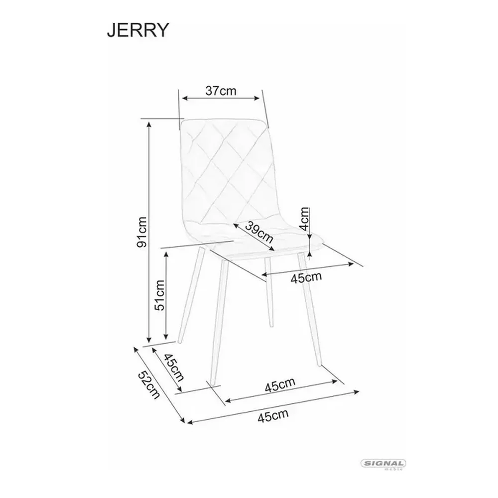 Scaun JERRY – 45x39x91 cm, verde măslin / negru, stofă catifelată / metal [4]
