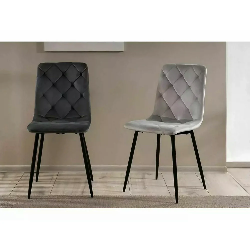 Scaun tapițat JERRY – 45x39x91 cm, negru, stofă catifelată / metal [3]