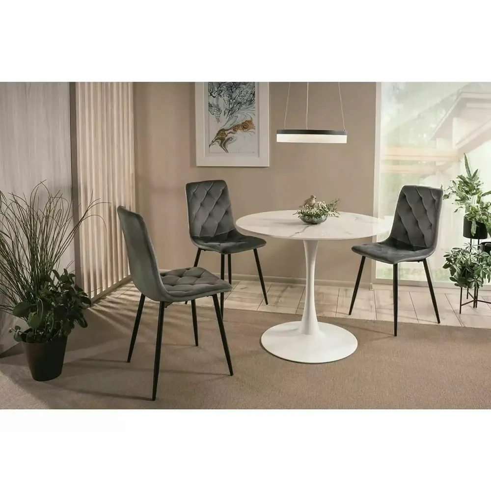 Scaun tapițat JERRY – 45x39x91 cm, negru, stofă catifelată / metal [4]
