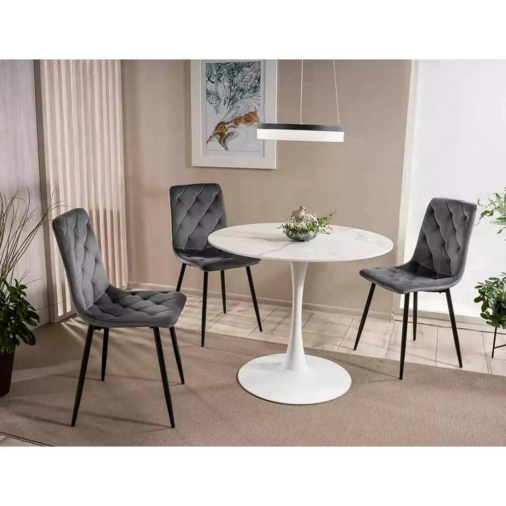 Scaun tapițat JERRY – 45x39x91 cm, gri / negru, stofă catifelată / metal [4]