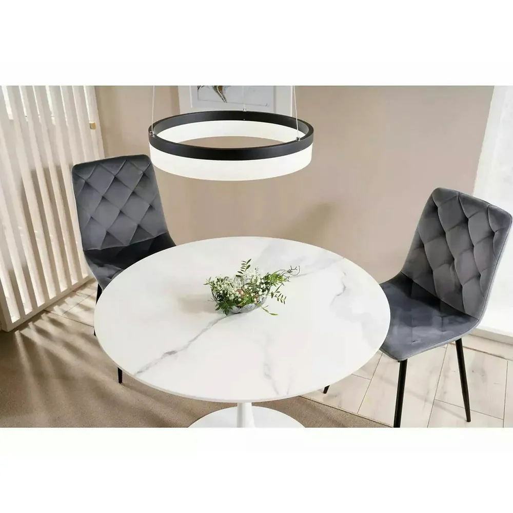 Scaun tapițat JERRY – 45x39x91 cm, gri / negru, stofă catifelată / metal [3]
