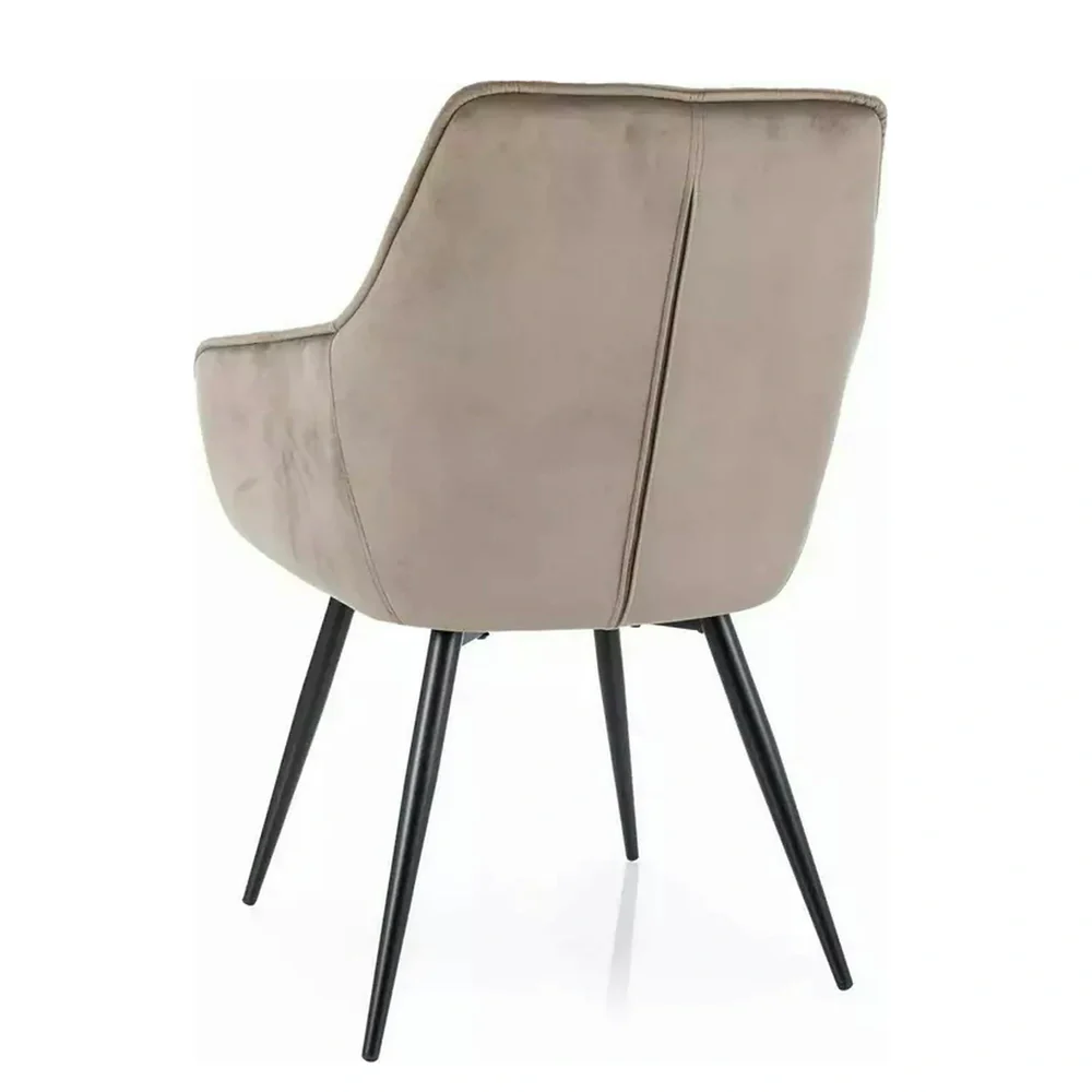Scaun LILIA – 59x45x90 cm, bej închis / negru, stofă catifelată / metal [3]
