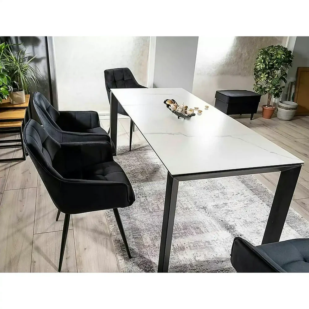 Scaun LILIA – 59x45x90 cm, negru, stofă catifelată / metal [2]