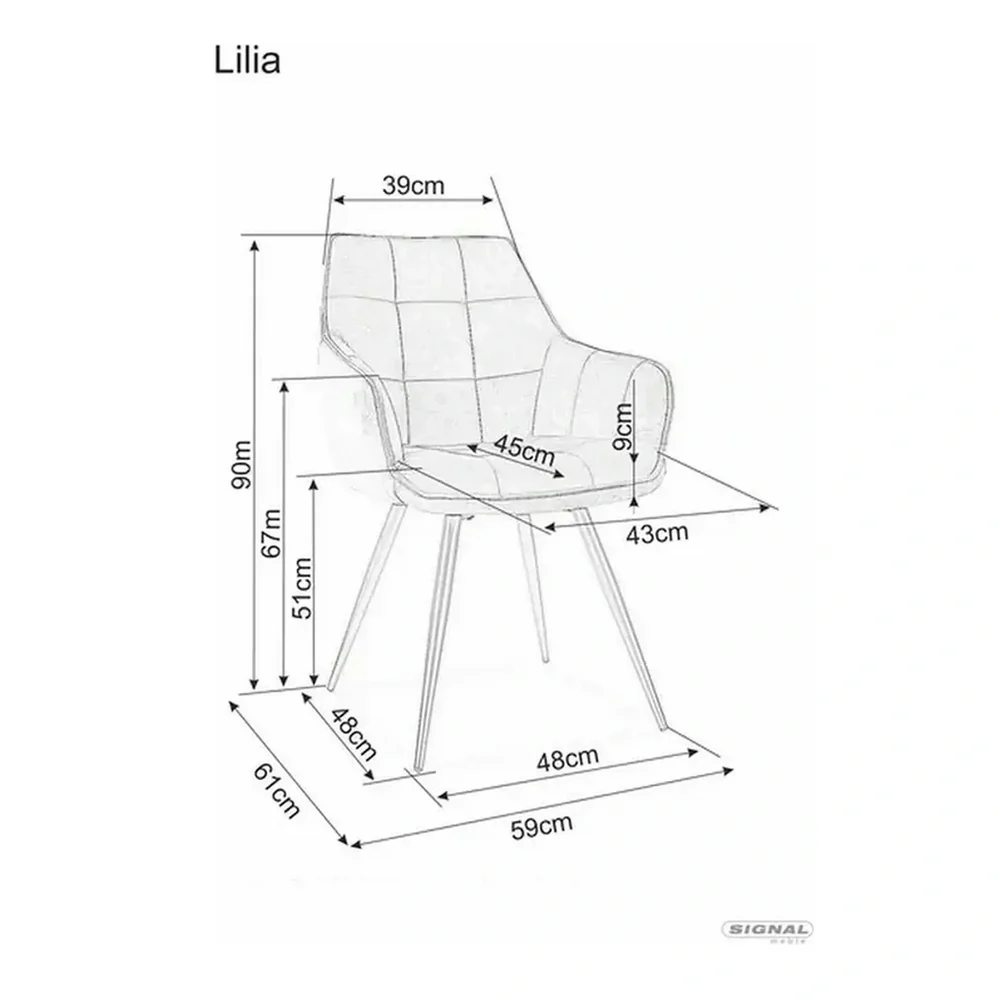 Scaun LILIA – 59x45x90 cm, bej închis / negru, stofă catifelată / metal [5]