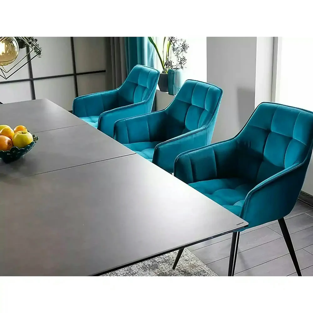 Scaun LILIA – 59x45x90 cm, turcoaz / negru, stofă catifelată / metal [5]