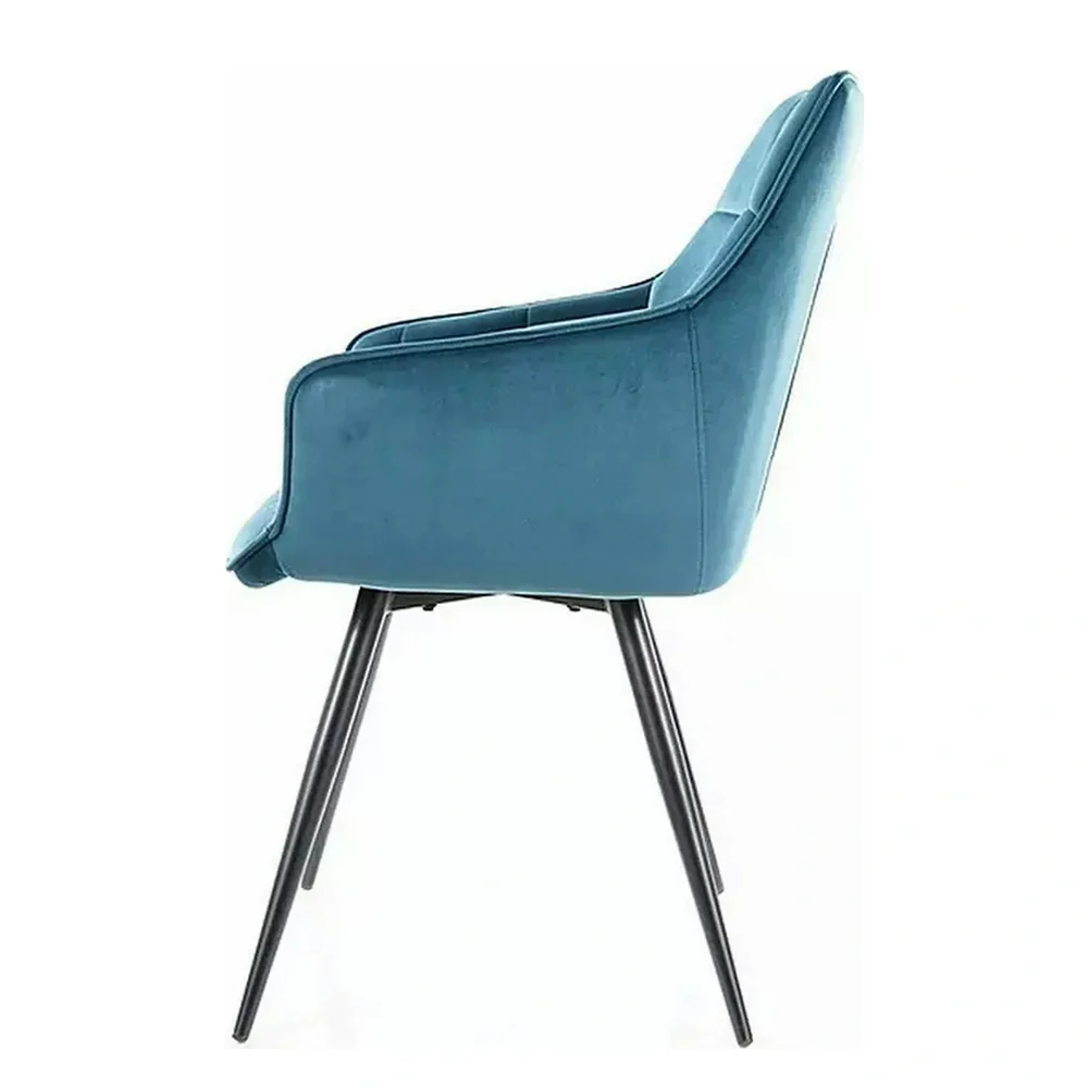 Scaun LILIA – 59x45x90 cm, turcoaz / negru, stofă catifelată / metal [3]