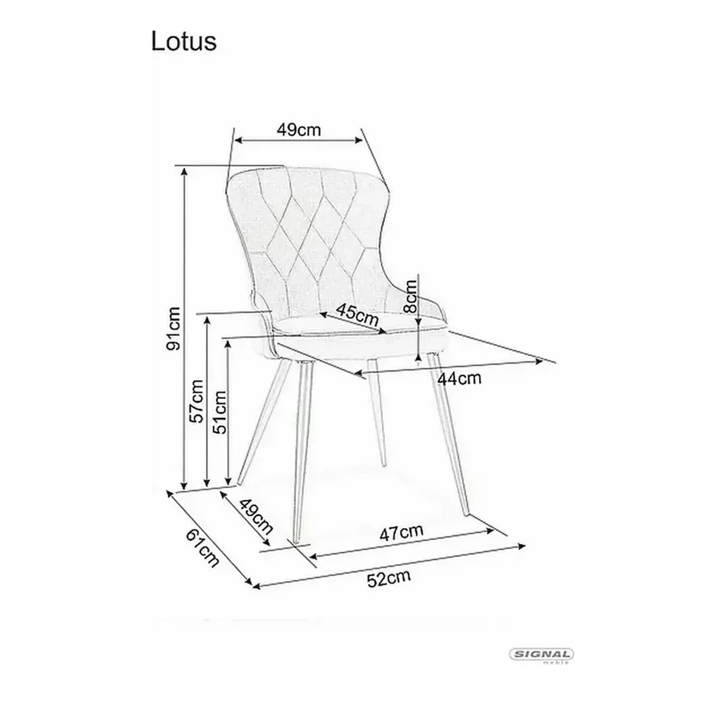 Scaun LOTUS – 52x45x91 cm, gri / negru, stofă catifelată / metal [7]
