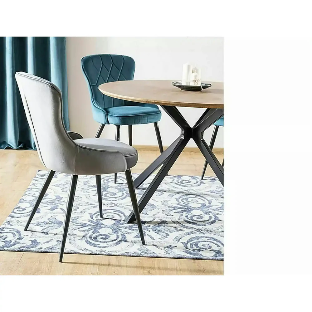 Scaun LOTUS – 52x45x91 cm, gri / negru, stofă catifelată / metal [3]