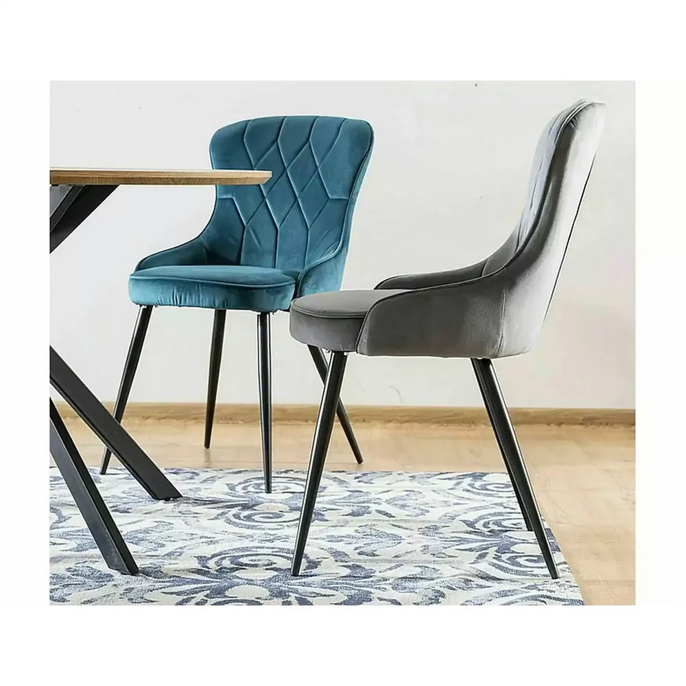 Scaun LOTUS – 52x45x91 cm, gri / negru, stofă catifelată / metal [4]