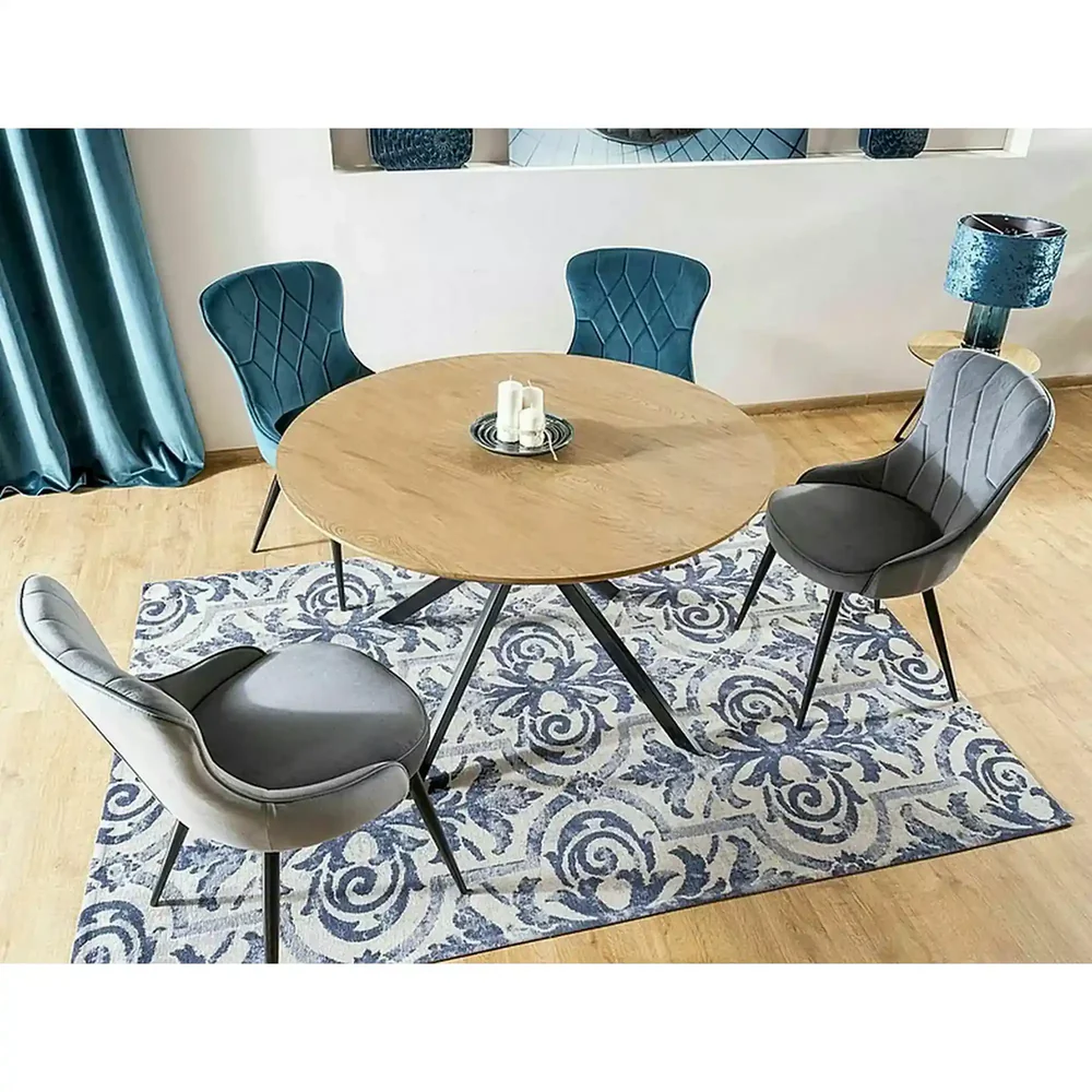 Scaun LOTUS – 52x45x91 cm, gri / negru, stofă catifelată / metal [5]