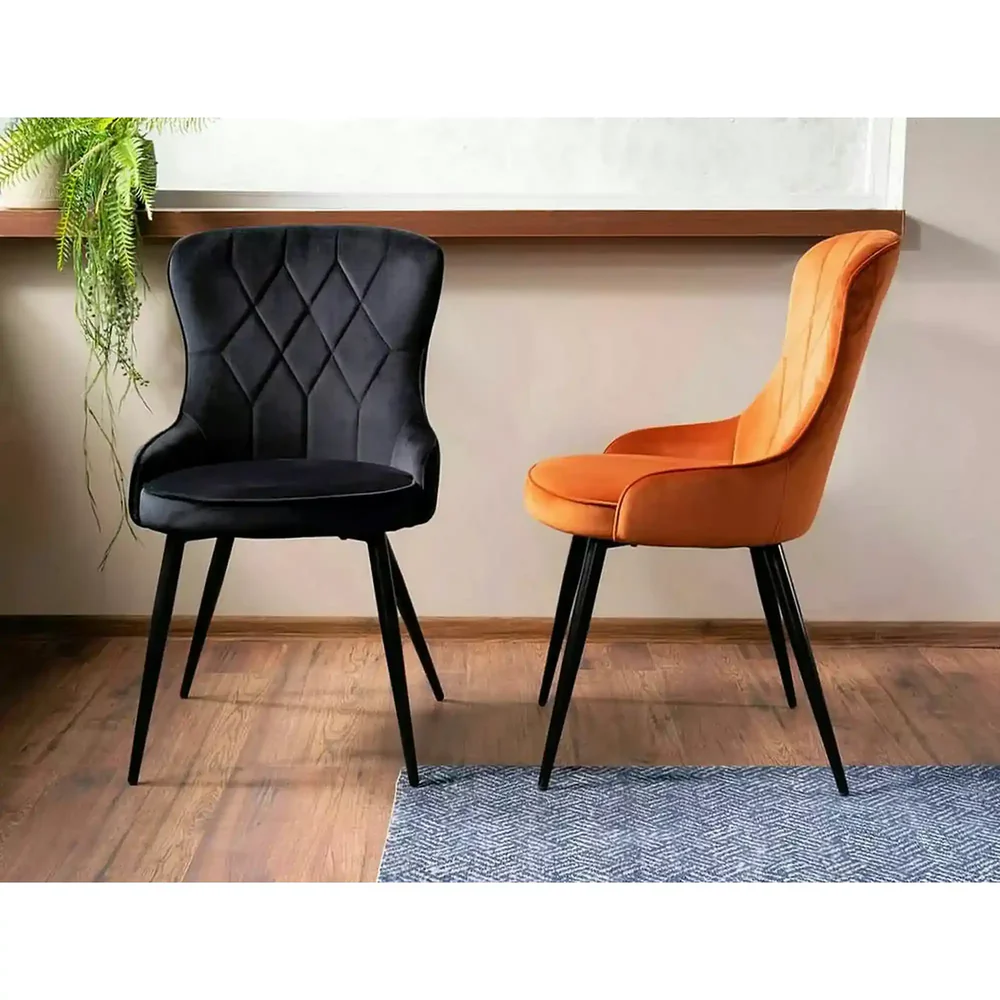 Scaun LOTUS – 52x45x91 cm, negru, stofă catifelată / metal [3]
