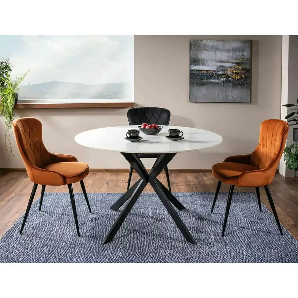 Scaun LOTUS – 52x45x91 cm, negru, stofă catifelată / metal [4]