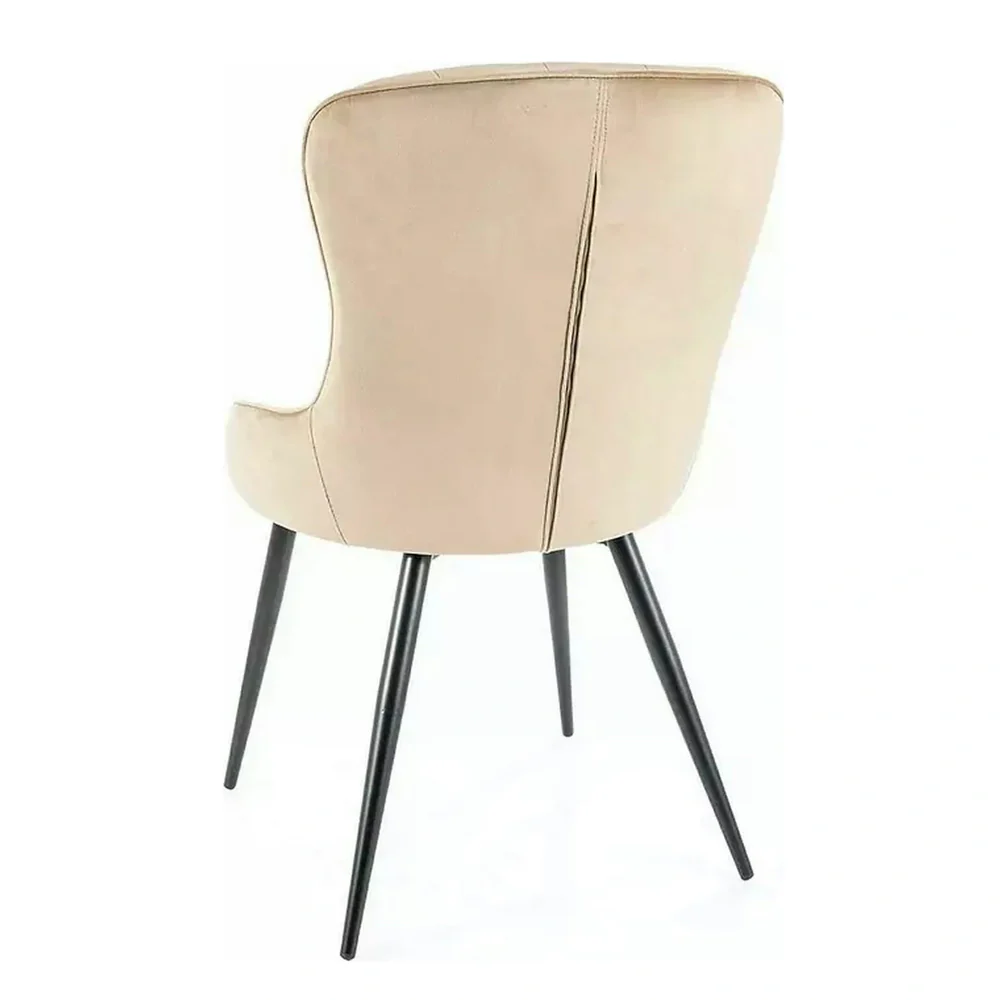 Scaun LOTUS VELVET – 52x45x91 cm, bej / negru, stofă / metal [2]