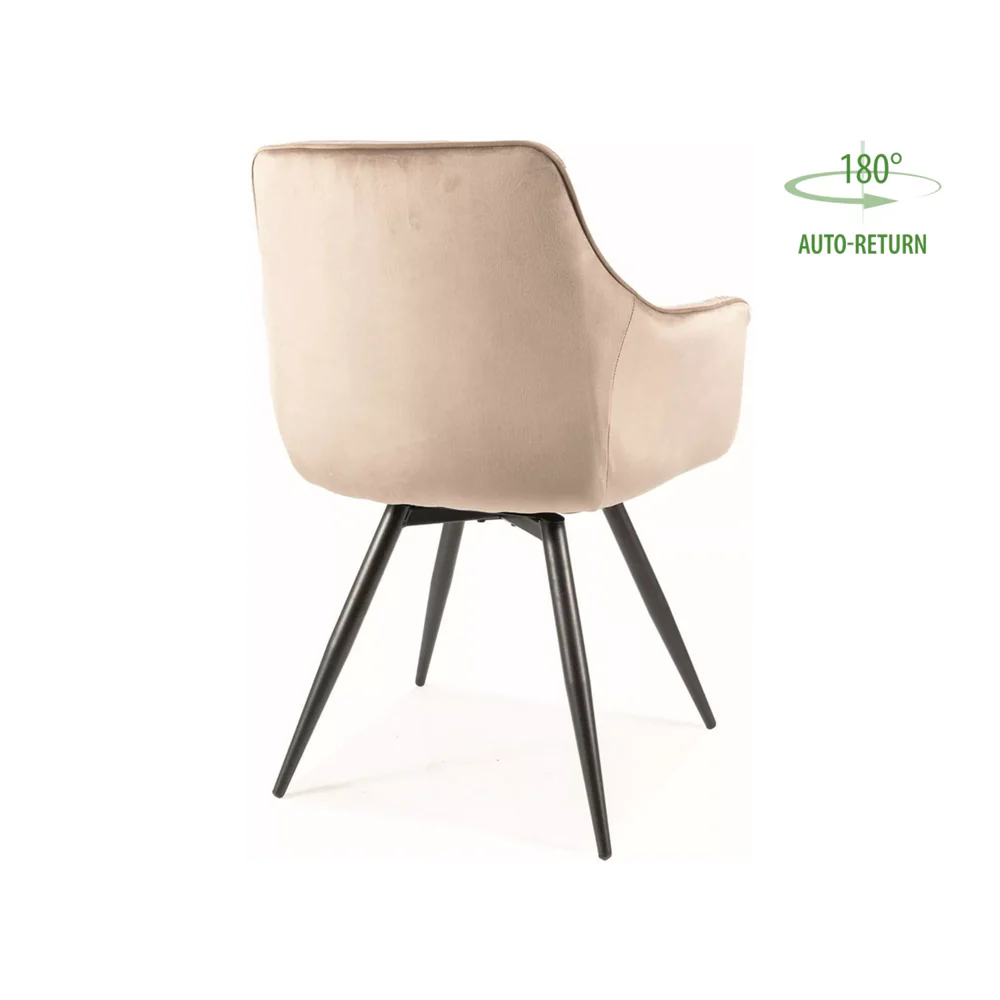 Scaun MANGO – 57x45x83 cm, bej / negru, stofă catifelată / metal [2]