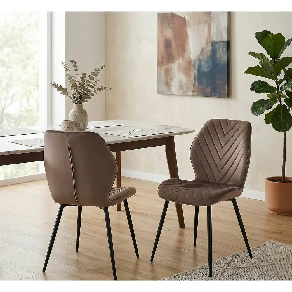 Scaun MIKE – 48x56x86 cm, cappucino / negru, stofă catifelată / metal [4]