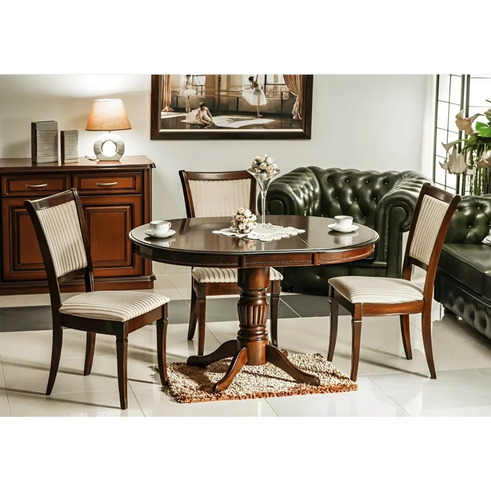 Scaun MN-SC – 45x42x96 cm, bej lucios / nuc închis, stofă / lemn [2]