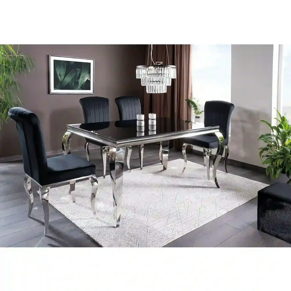 Scaun PRINCE – 46x44x100 cm, negru / crom, stofă catifelată / metal [3]