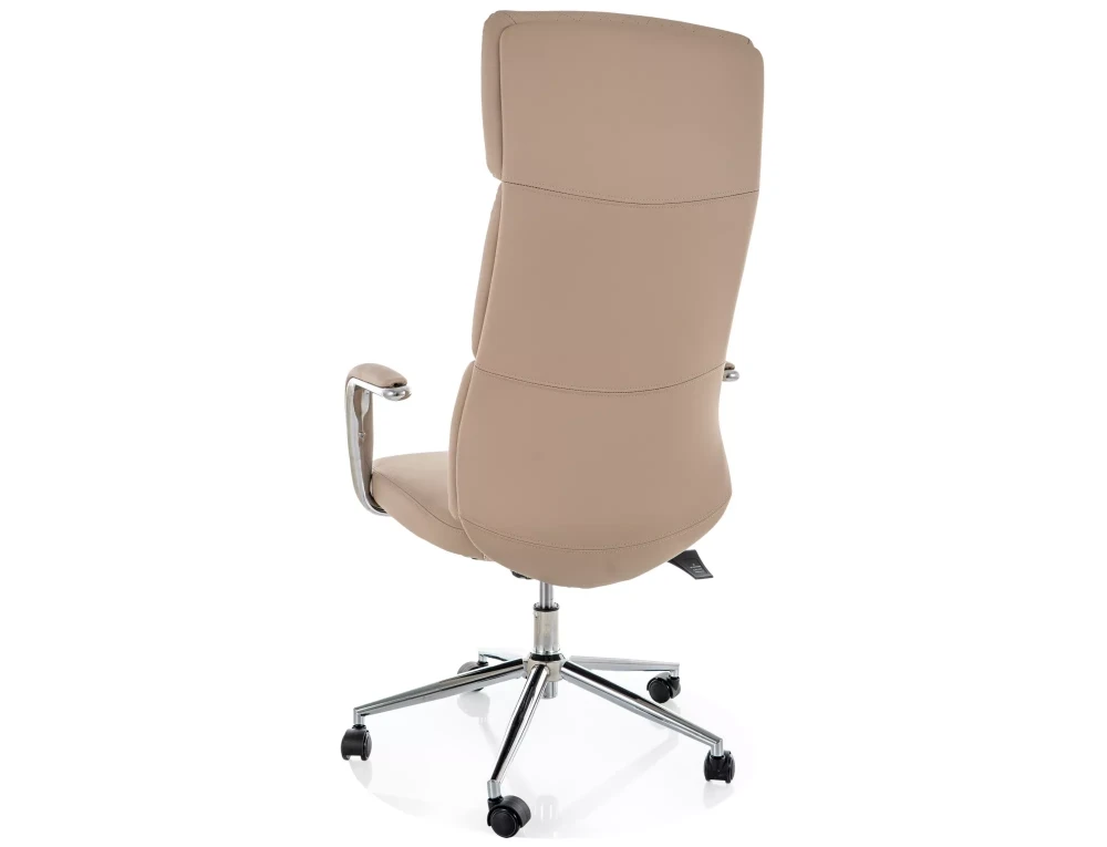 Scaun Q-03 – H119-127xL65xA71 cm, bej / argintiu, piele ecologică / metal [3]
