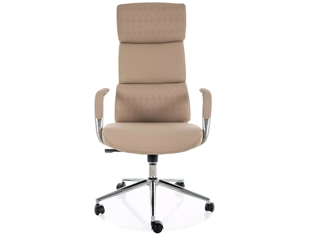 Scaun Q-03 – H119-127xL65xA71 cm, bej / argintiu, piele ecologică / metal [2]