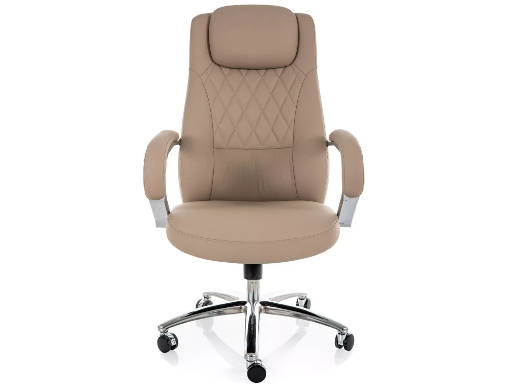 Scaun Q-07 – H116-124xL68xA75 cm, bej/ argintiu, piele ecologică / metal [3]