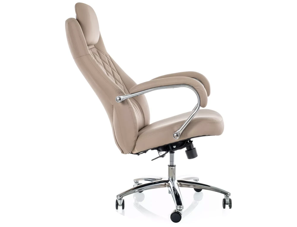 Scaun Q-07 – H116-124xL68xA75 cm, bej/ argintiu, piele ecologică / metal [4]
