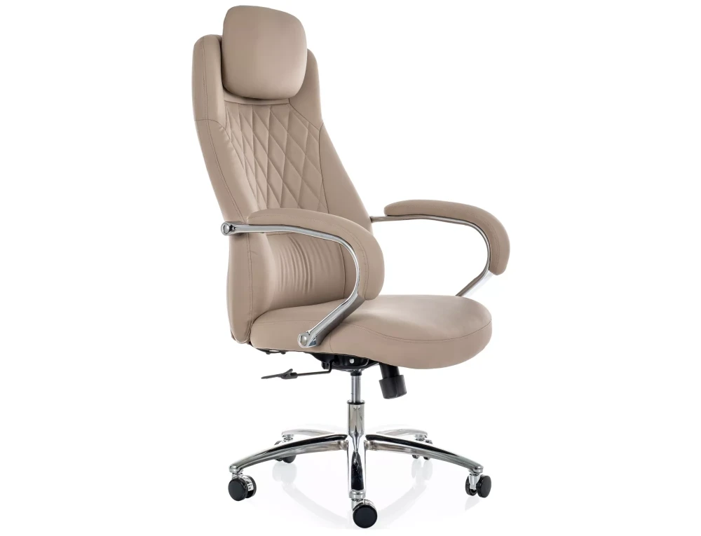 Scaun Q-07 – H116-124xL68xA75 cm, bej/ argintiu, piele ecologică / metal [2]