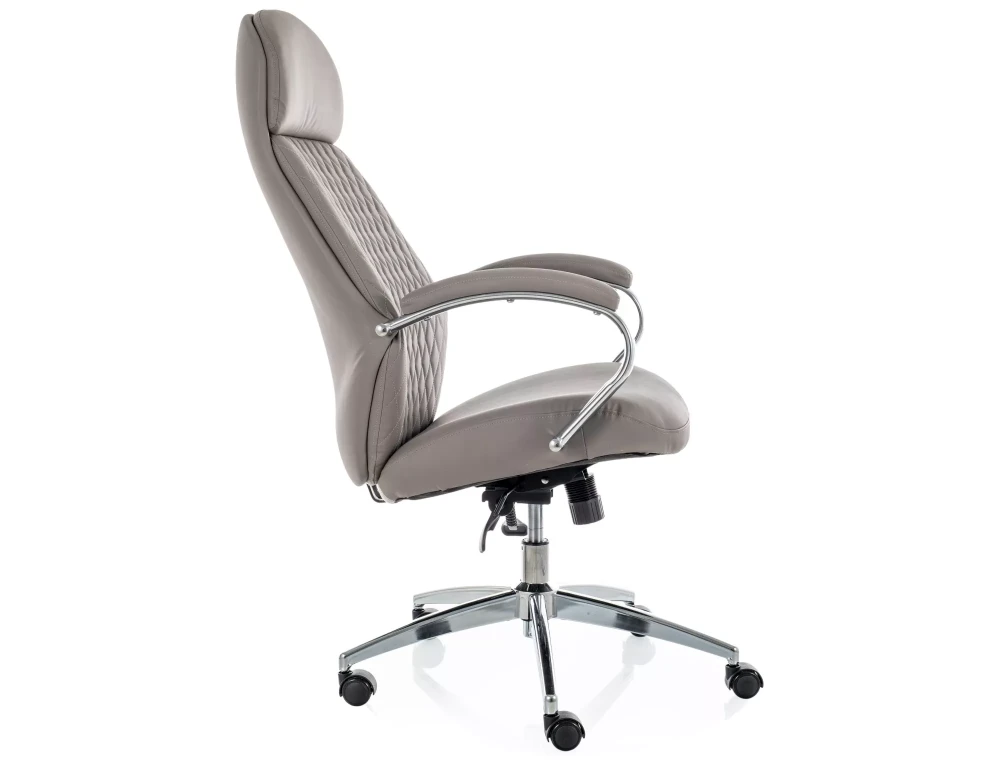Scaun Q-09 – H118-126xL64xA63 cm, gri / argintiu, piele ecologică / metal [2]