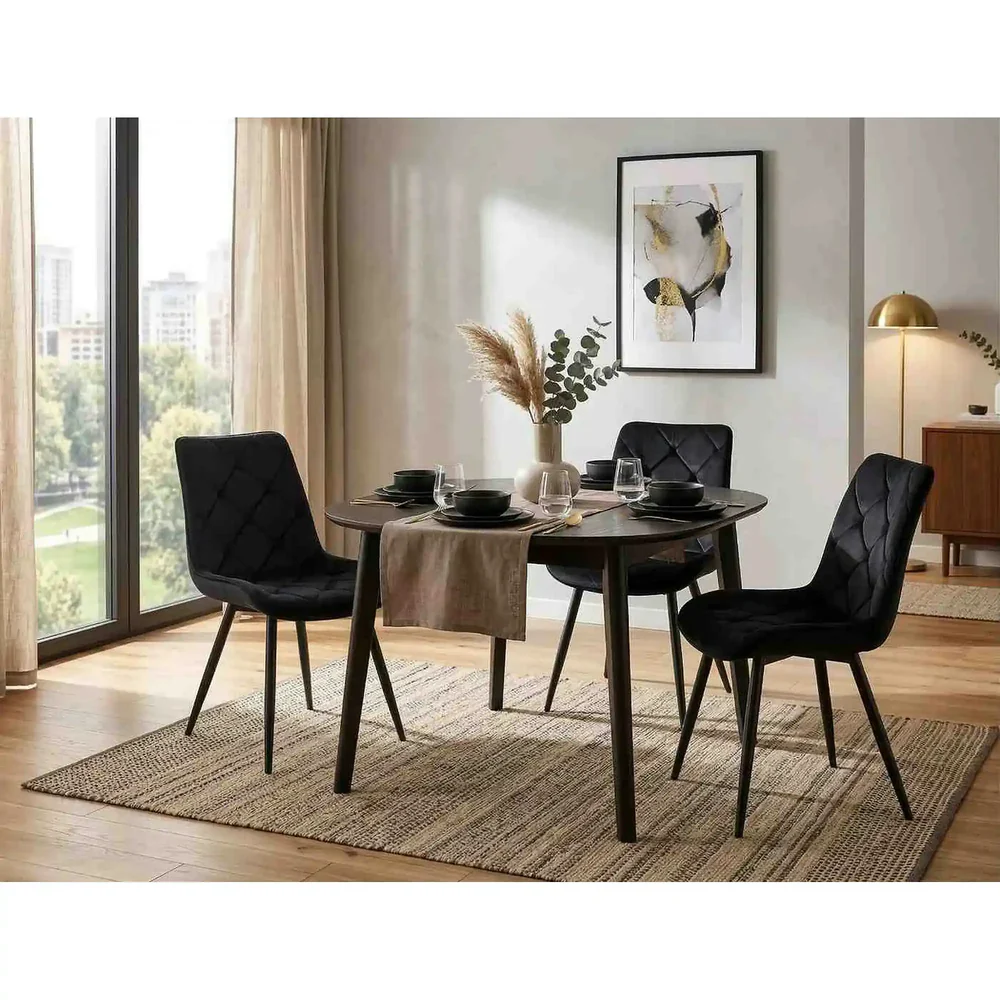 Scaun RALPH – 51x42x88 cm, negru, stofă catifelată / metal [3]