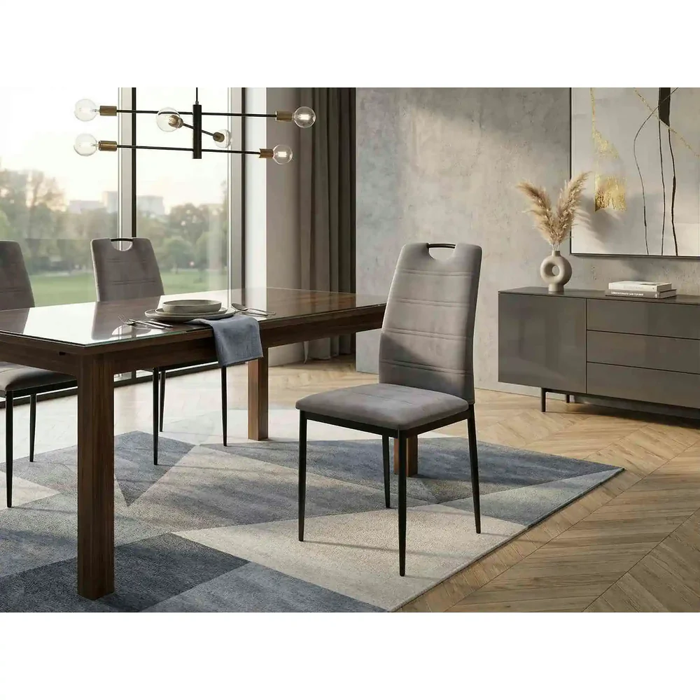 Scaun RIP – 44x38x92 cm, gri / negru, stofă catifelată / metal [3]