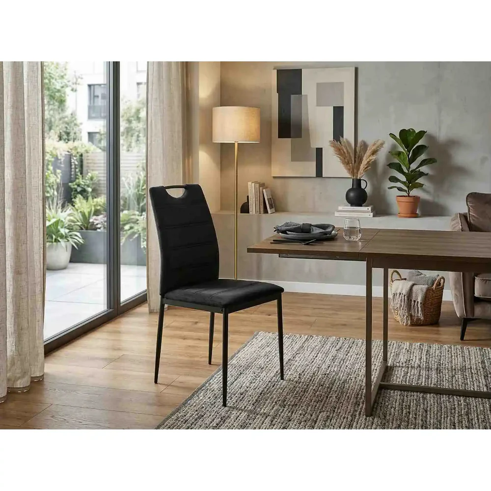 Scaun RIP – 44x38x92 cm, negru, stofă catifelată / metal [4]